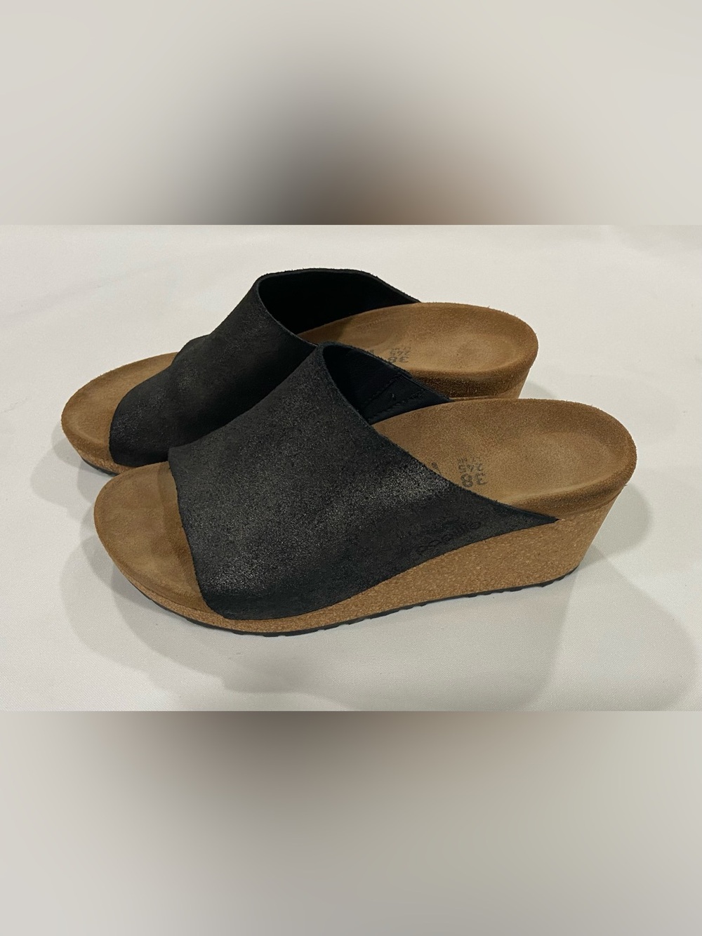Birkenstock Papillio Namica Metallic Antique Black Wedge Sandal Women Size 38/7